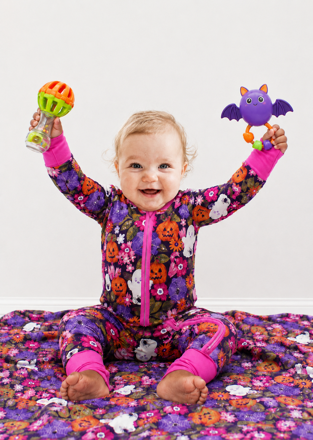 Girl in a Pumpkin Garden bamboo twirl dress by Joey Bamboo