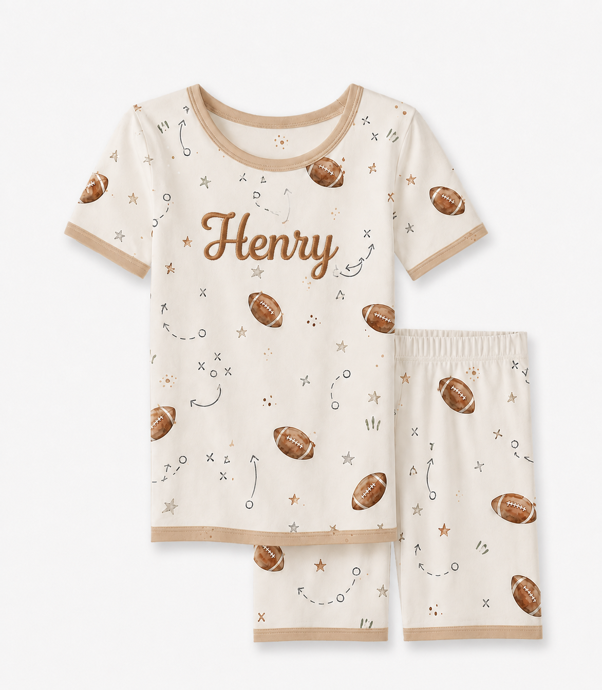 Game Day Short Bamboo Pyjama Set - Personalised Name