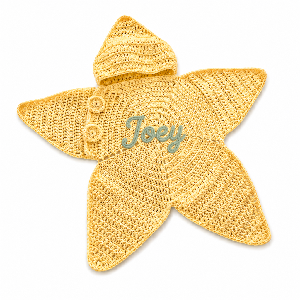 Little Star Crochet Baby Wrap - Personalised Name