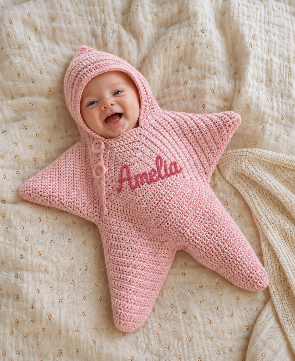 Little Star Crochet Baby Wrap - Personalised Name