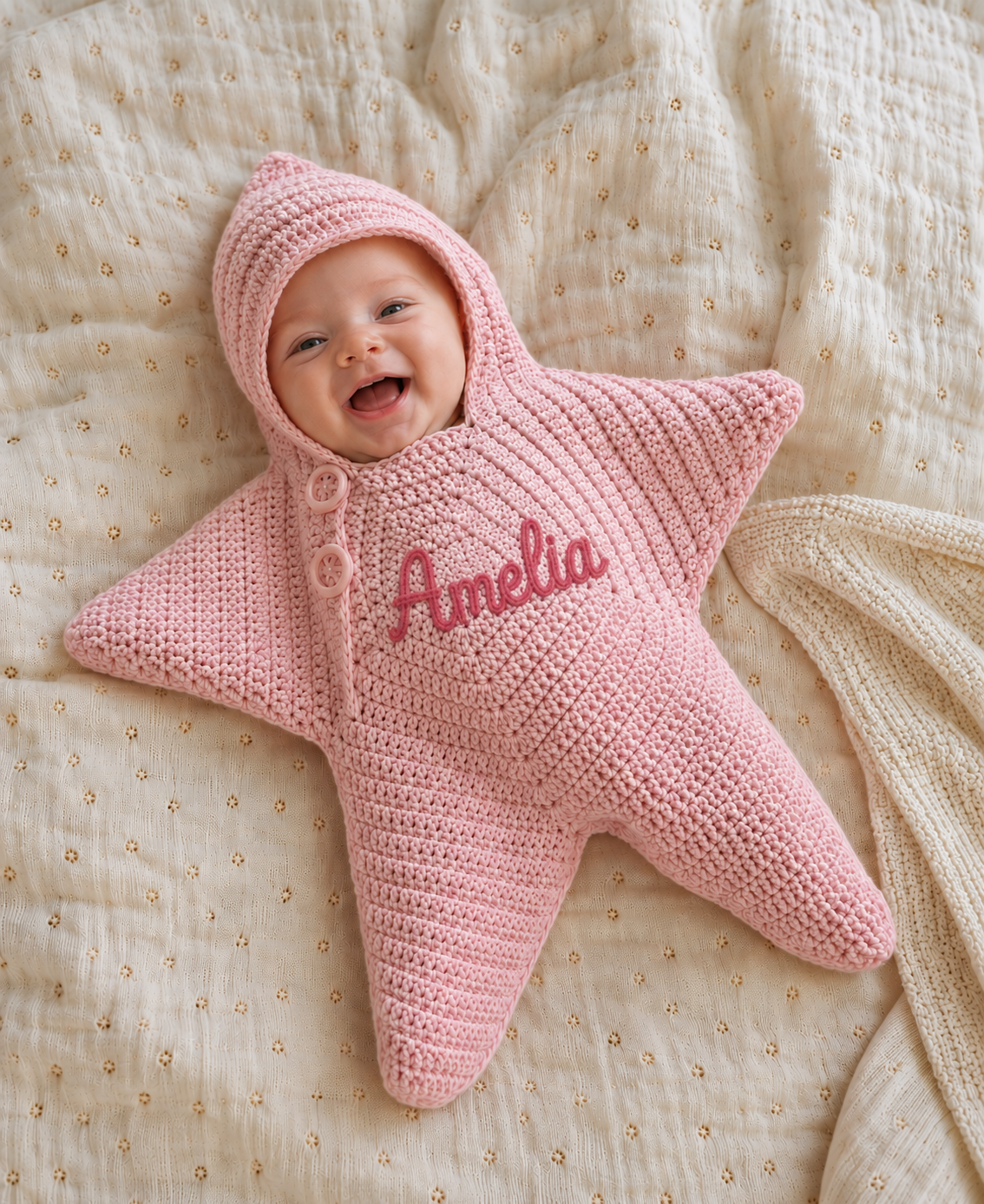 Little Star Crochet Baby Wrap - Personalised Name