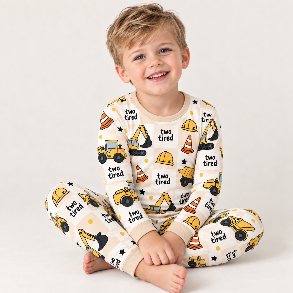 Two Tired Construction Long Sleeve Bamboo Pajamas