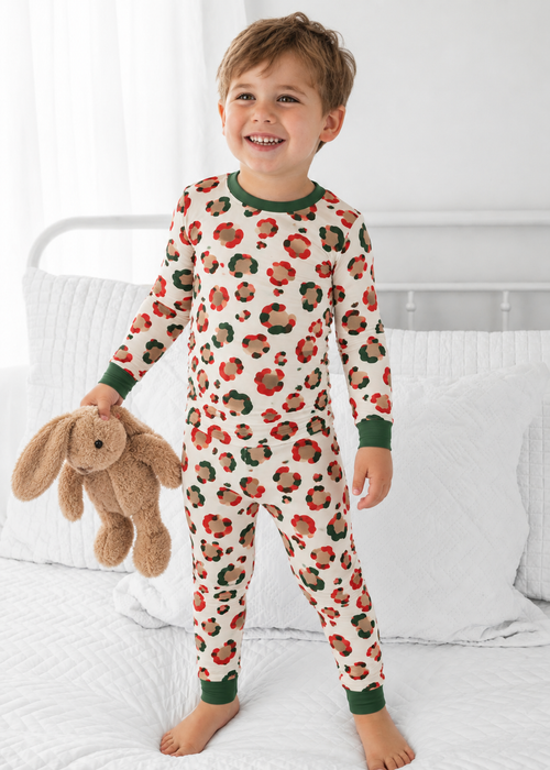 Christmas Leopard Long Sleeve Pajamas