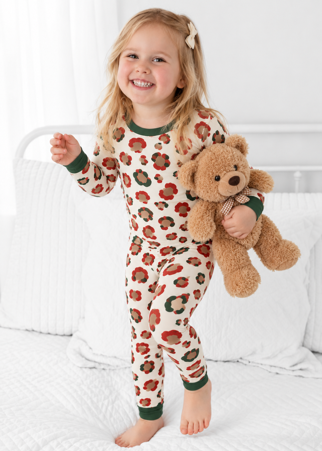 Christmas Leopard Long Sleeve Pajamas