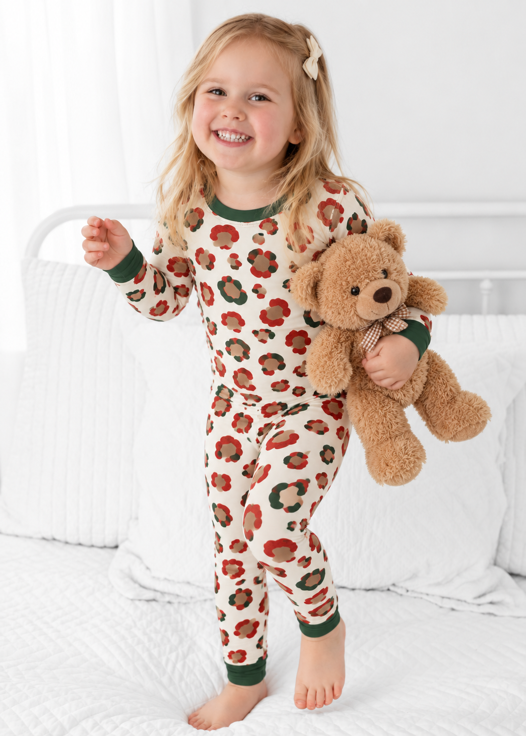 Christmas Leopard Long Sleeve Pajamas