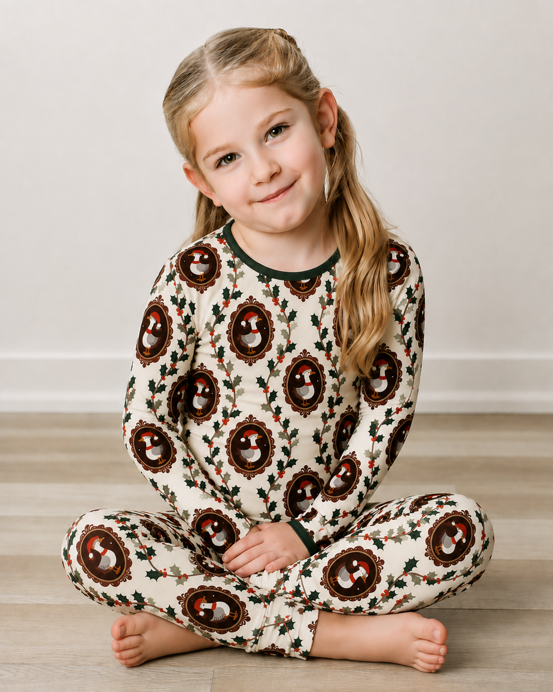 Vintage Christmas Goose Bamboo Pajama Set