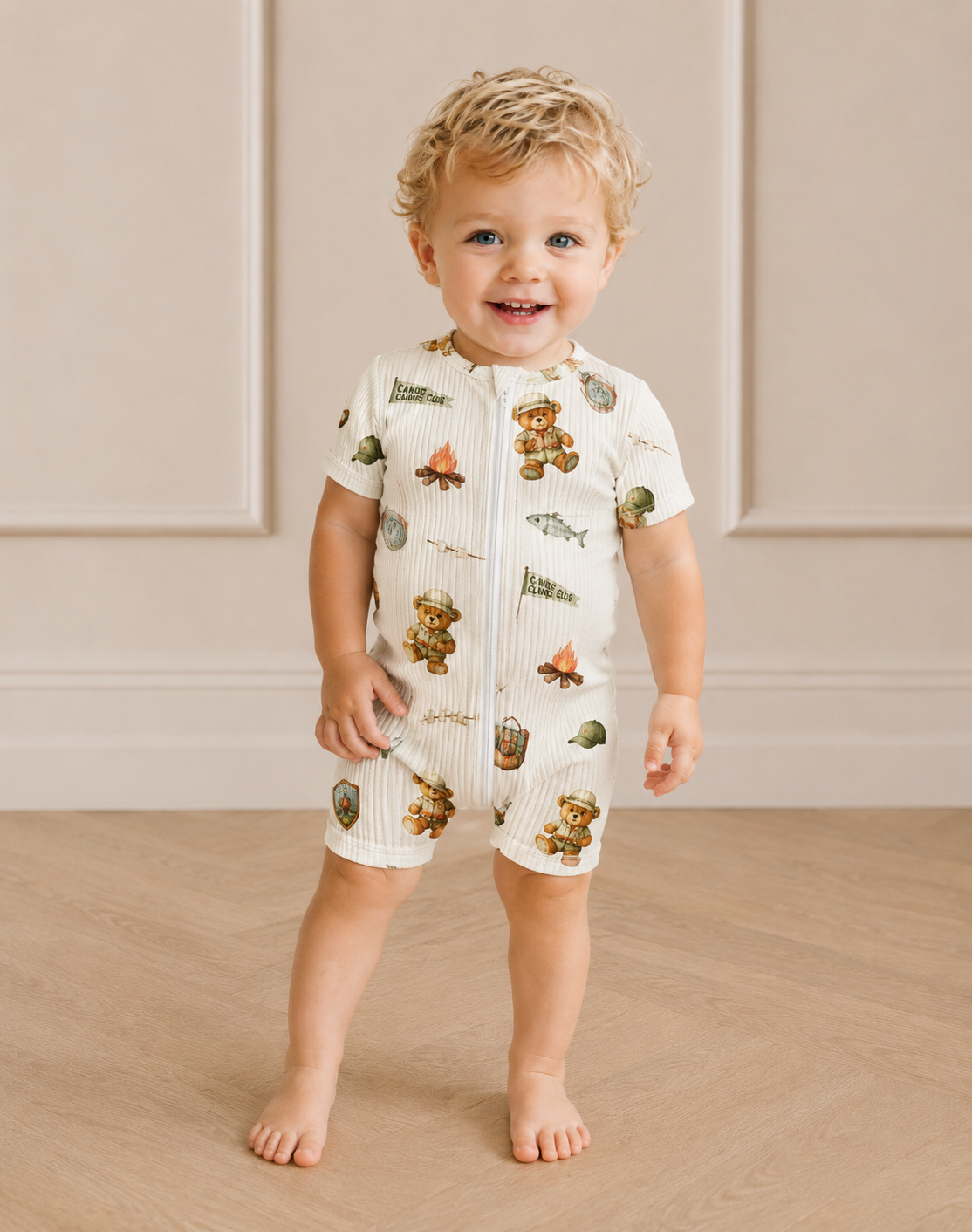 Let's Camping Short Bamboo Romper