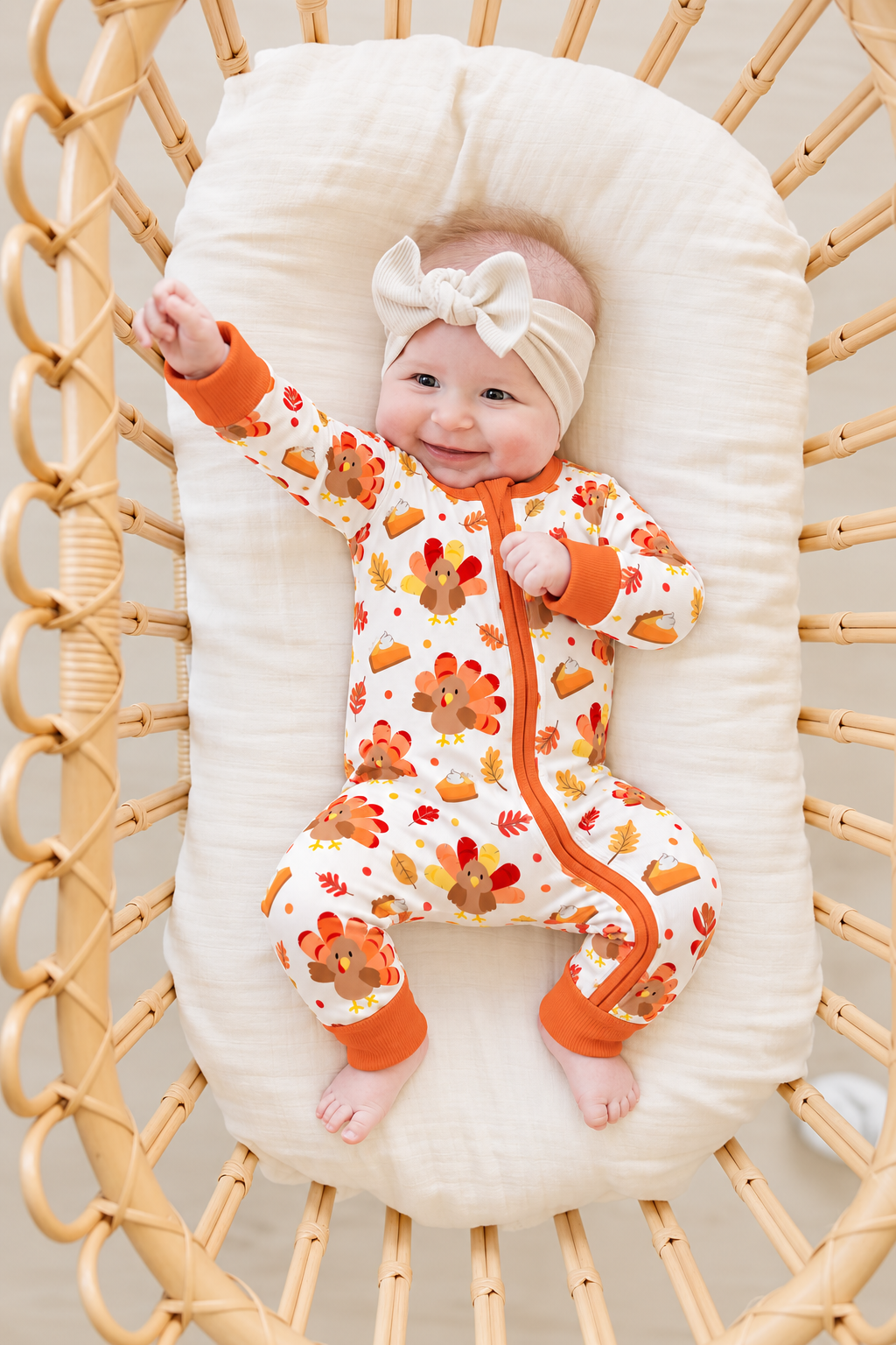 Turkey & Pie Long Sleeve Bamboo Zippy