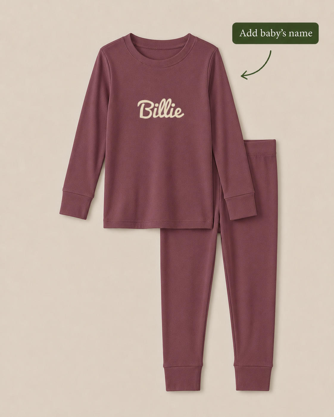 Dusty Fig Bamboo Pyjjamas - Personalised