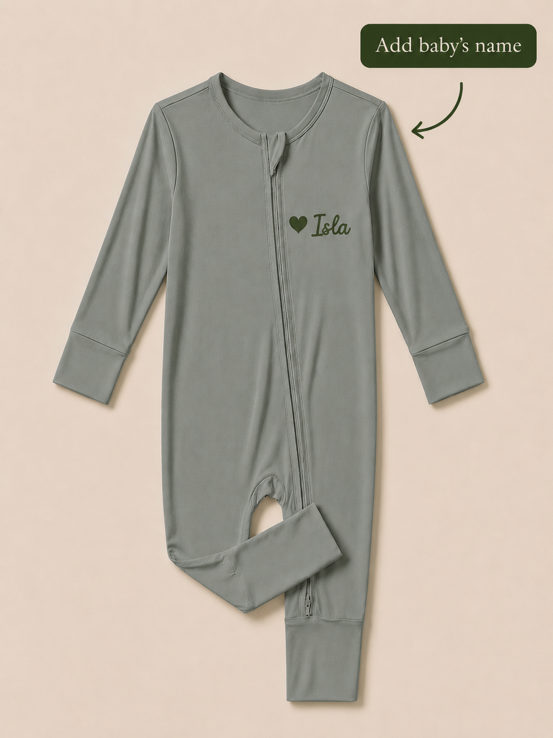 Sage Mist Bamboo Romper - Personalised