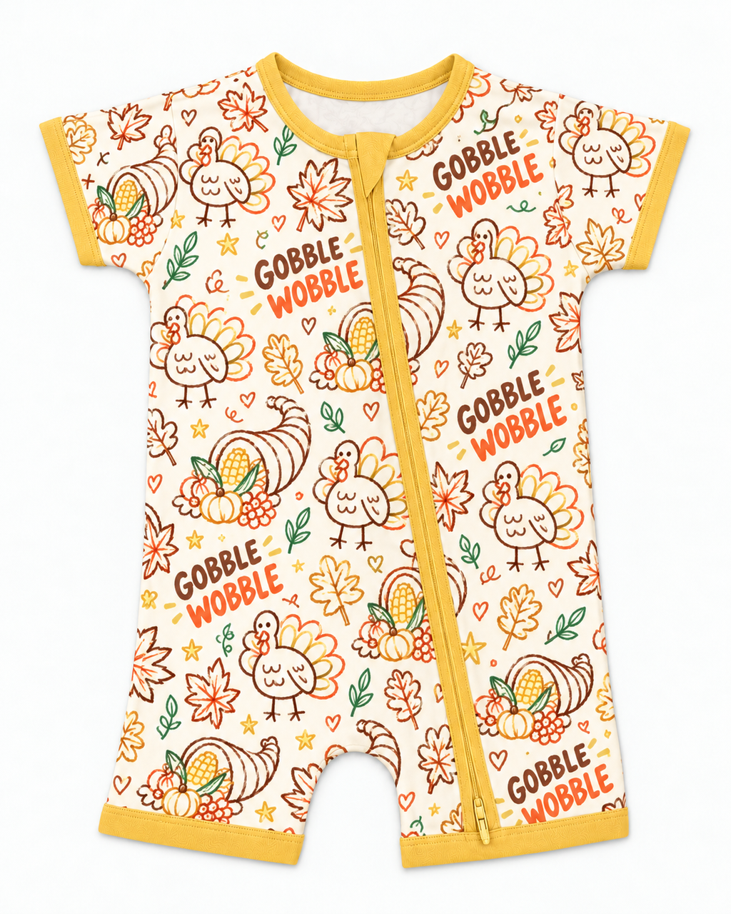 Gobble Wobble Bamboo Short Sleeve Zippy