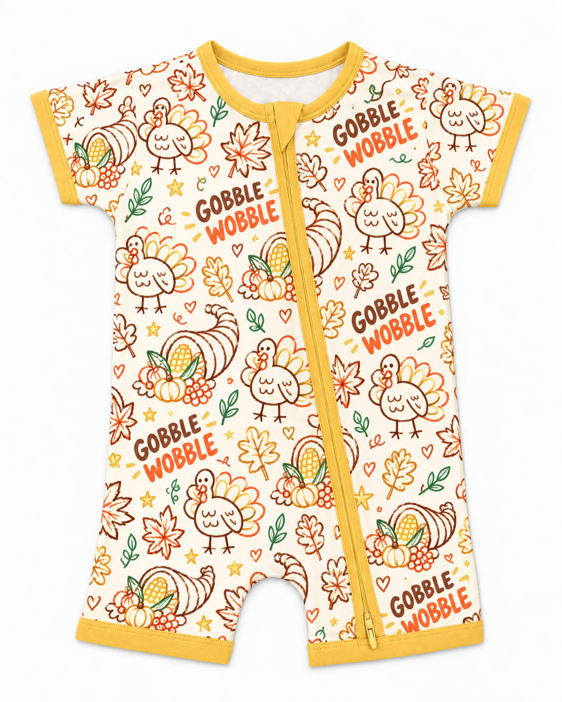 Gobble Wobble Bamboo Short Sleeve Zippy