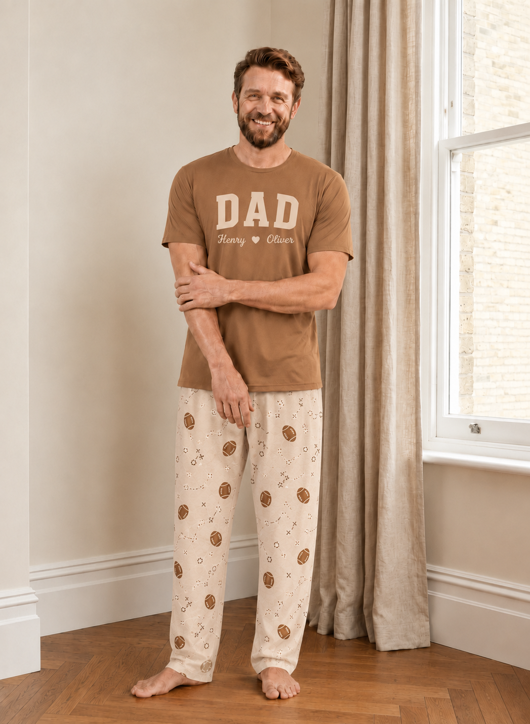 Personalised Men's Short Bamboo Pyjama Set with baby's name embroidered on chest — Father's Day gift by Joey Bamboo