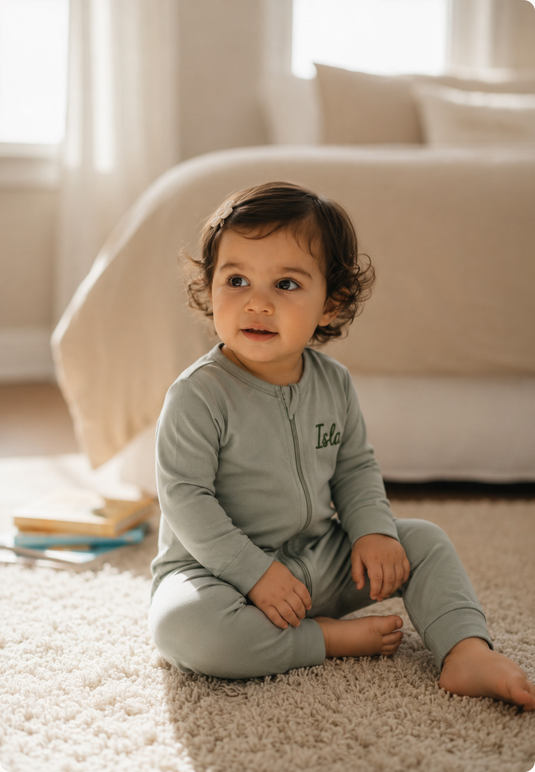 Sage Mist Bamboo Romper - Personalised
