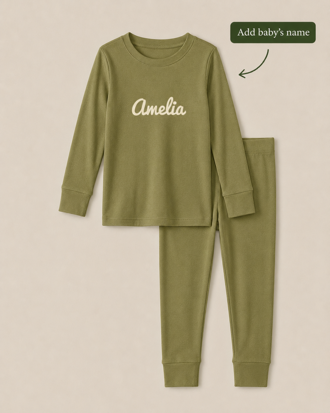Forest Olive Bamboo Pyjjamas - Personalised