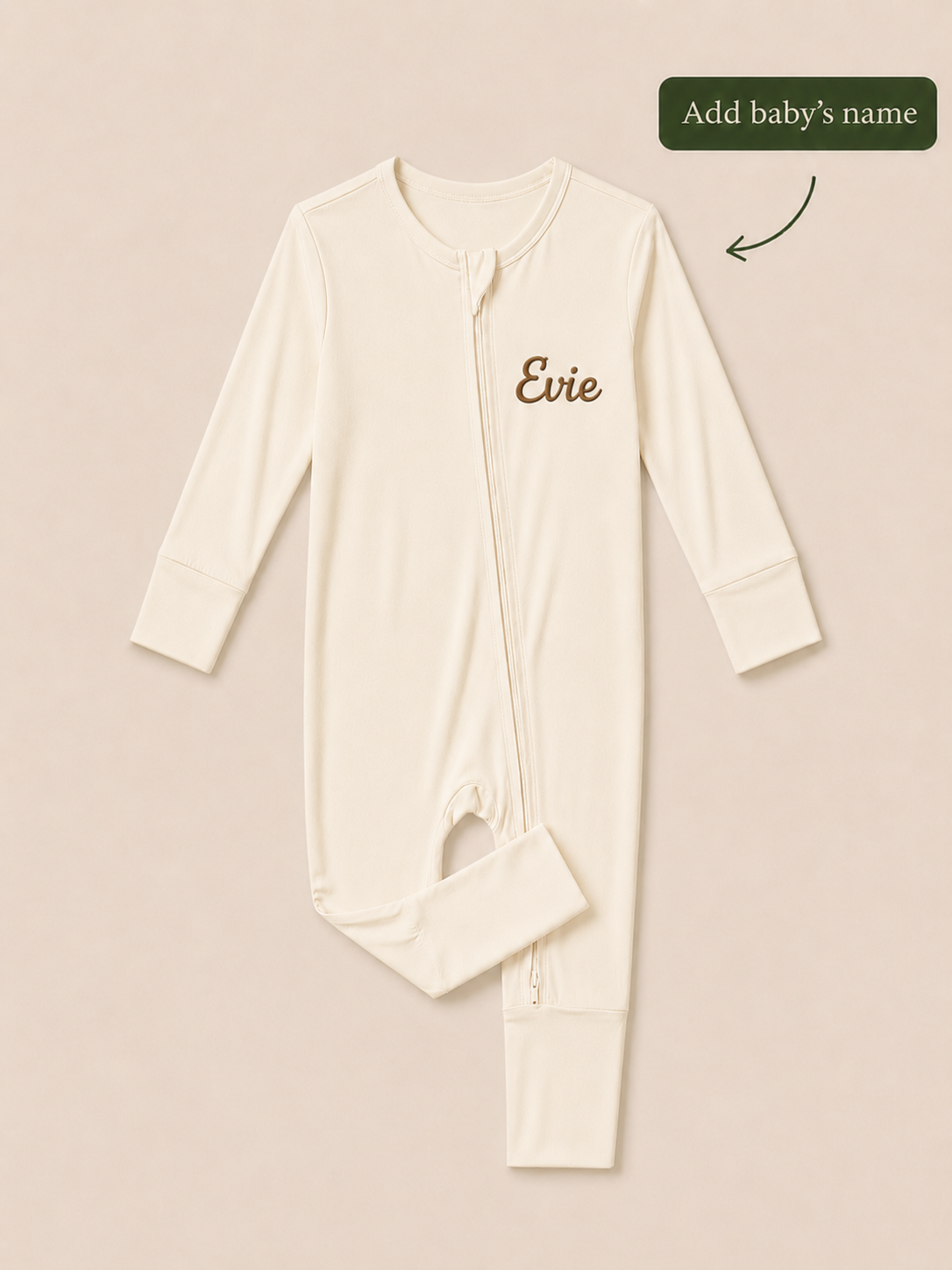 Oat Milk Bamboo Romper - Personalised
