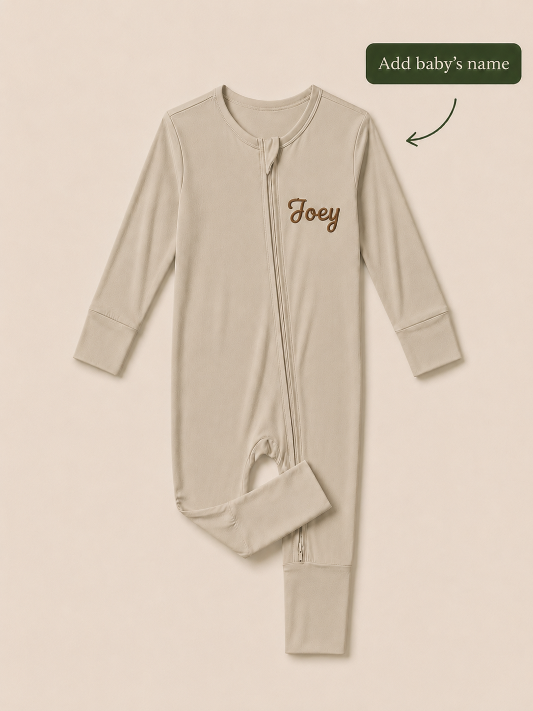 Warm Stone Bamboo Romper - Personalised